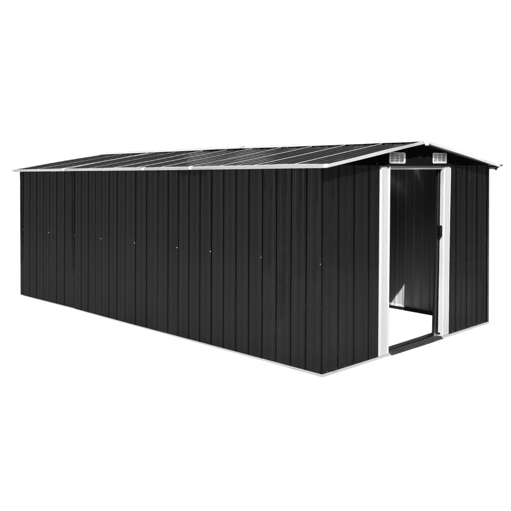 Vidaxl Garden Shed 257x489x181 cm Metal Anthracite -farget