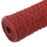 Vidaxl kippengaas 25x0,5 m staal met pvc coating rood