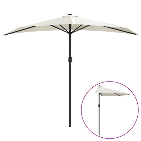 Vidaxl balcon parasol moitié avec un poteau en aluminium 270x144 cm sable -colored