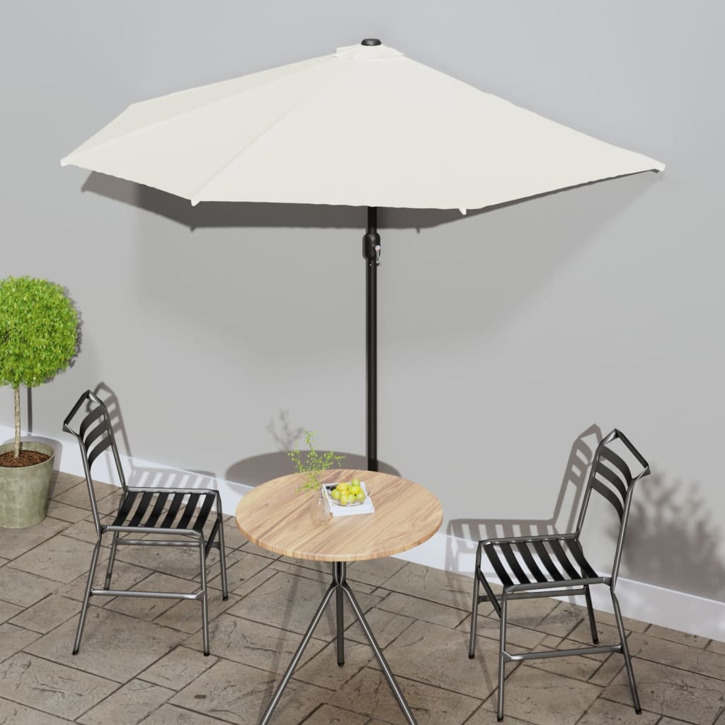 Vidaxl Balcony Parasol metà con polo in alluminio 270x144 cm sabbia -colorata