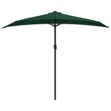 Vidaxl balcon parasol moitié avec poteau en aluminium 270x144 cm vert