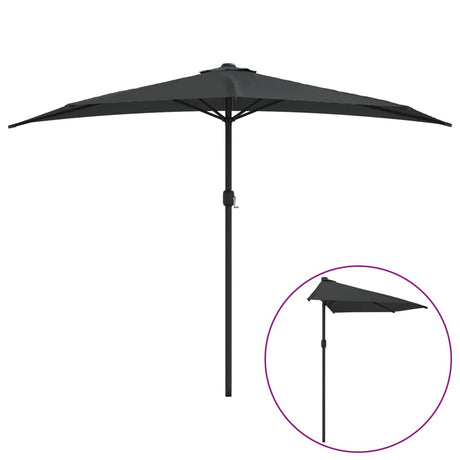 Vidaxl balcon parasol moitié avec un poteau en aluminium 300x155 cm anthracite