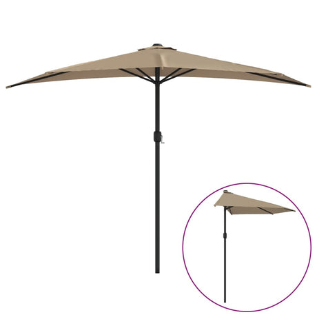 Vidaxl balcon parasol moitié avec poteau en aluminium 300x155 cm taupe