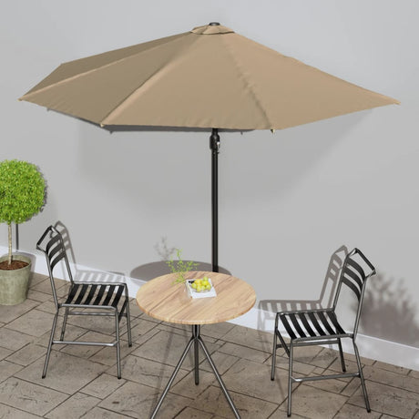 Vidaxl balcon parasol moitié avec poteau en aluminium 300x155 cm taupe