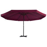 Parasol Vidaxl con poste de aluminio 500 cm Burdeos rojo