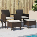 Vidaxl tuinbank met tafeltje en krukken tweezits poly rattan bruin