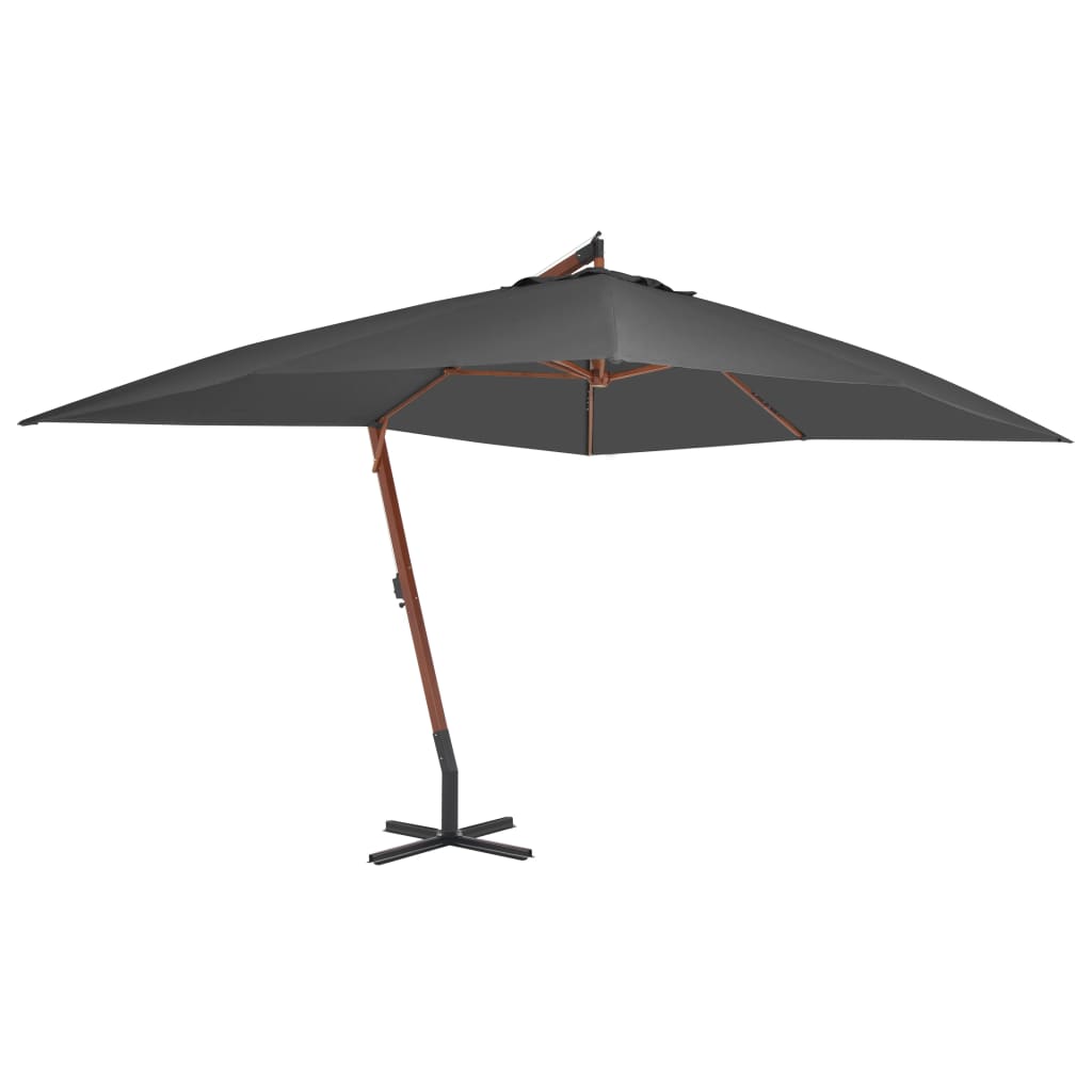 Parasol flotante Vidaxl con poste de madera 400x300 cm de antracita