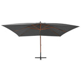 Parasol flotante Vidaxl con poste de madera 400x300 cm de antracita