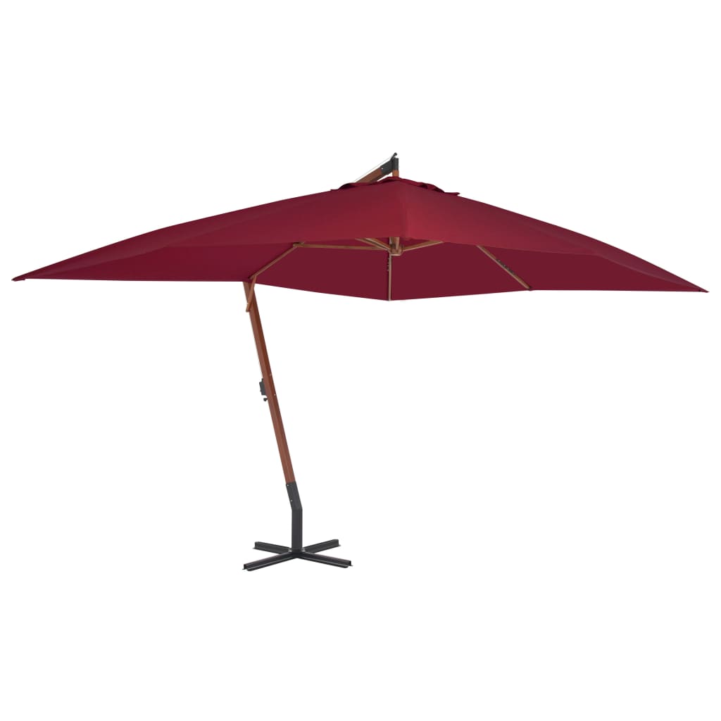 Vidaxl Parasol flotante con poste de madera 400x300 cm Borgoña roja