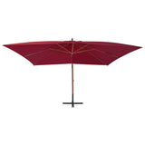 Vidaxl Parasol flotante con poste de madera 400x300 cm Borgoña roja