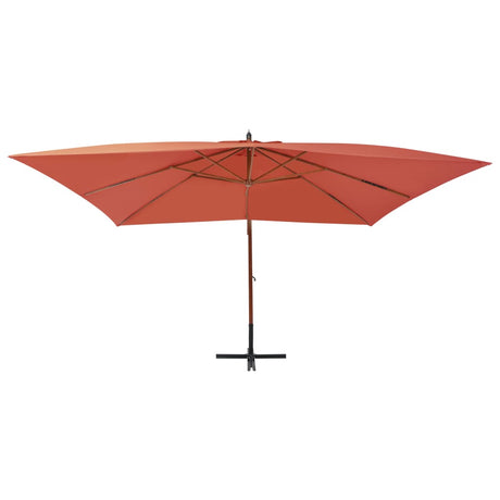 Vidaxl plovoucí parasol s dřevěným pólem 400x300 cm terakot -rozložený