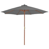 Vidaxl parasol avec poteau en bois 300 cm anthracite