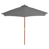 Vidaxl parasol avec poteau en bois 300 cm anthracite