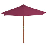 Parasol vidaxl avec poteau en bois 300 cm Bordeaux rouge