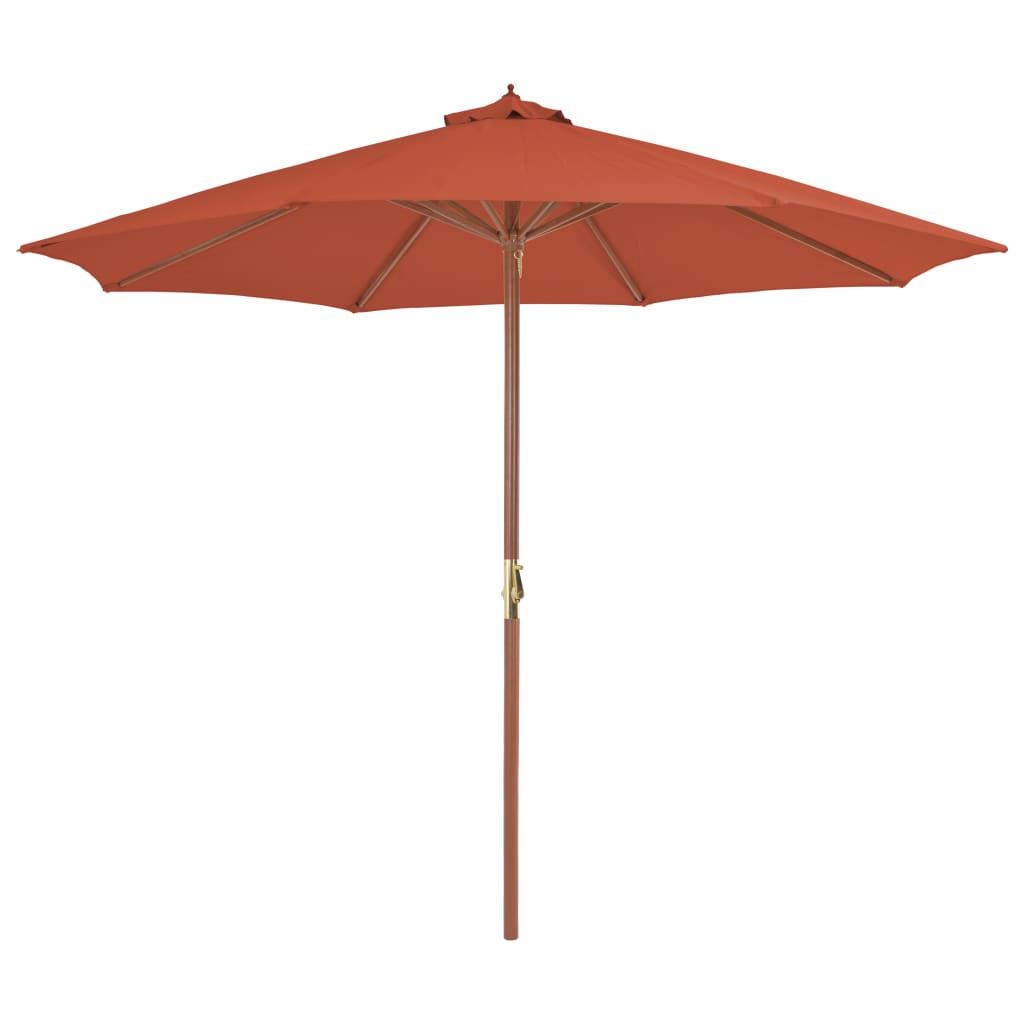 Vidaxl -parasol med trästol 300 cm terrakotta