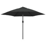 Parasol vidaxl avec éclairage LED et poteau en acier 300 cm anthracite