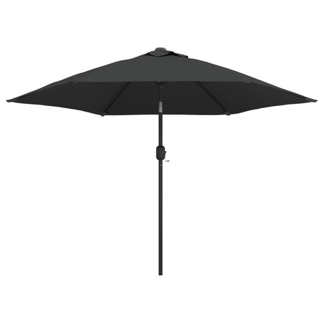 Parasol vidaxl avec éclairage LED et poteau en acier 300 cm anthracite