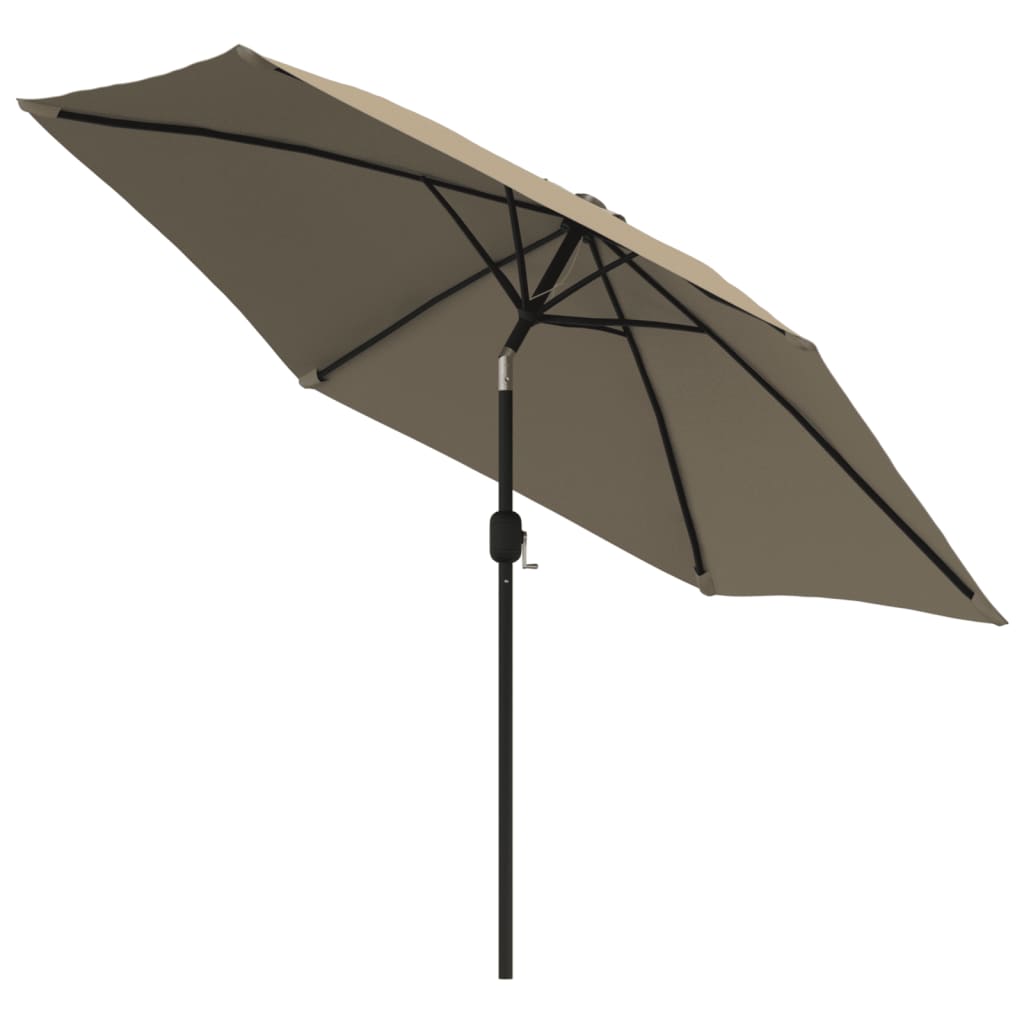 Vidaxl -parasol med LED -belysning og stålstang 300 cm taupe