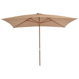 Parasol vidaxl avec pôle en bois 200x300 cm taupe