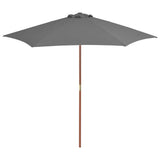 Vidaxl parasol avec poteau en bois 270 cm anthracite
