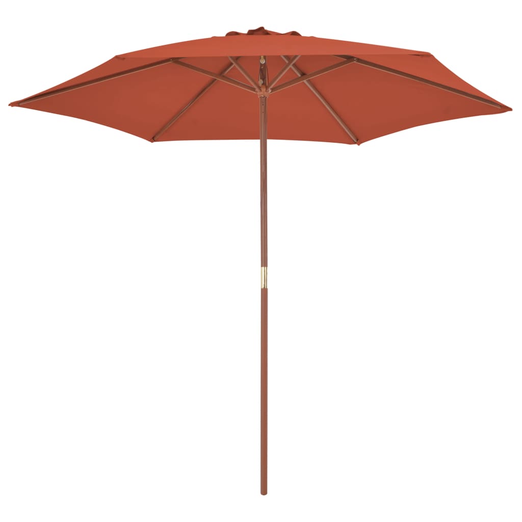 Parasol Vidaxl con poste de madera 270 cm terracota