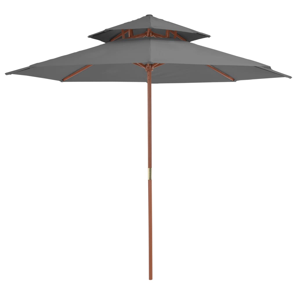 Vidaxl Parasol Double Decker con poste de madera 270 cm antracita