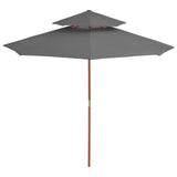 Vidaxl parasol double pourprek avec poteau en bois 270 cm anthracite