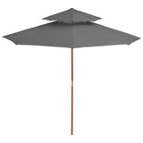 Vidaxl Parasol Double Decker con poste de madera 270 cm antracita