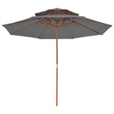 Vidaxl Parasol Double Decker con poste de madera 270 cm antracita