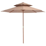 Vidaxl Parasol Double Decker avec poteau en bois 270 cm taupe