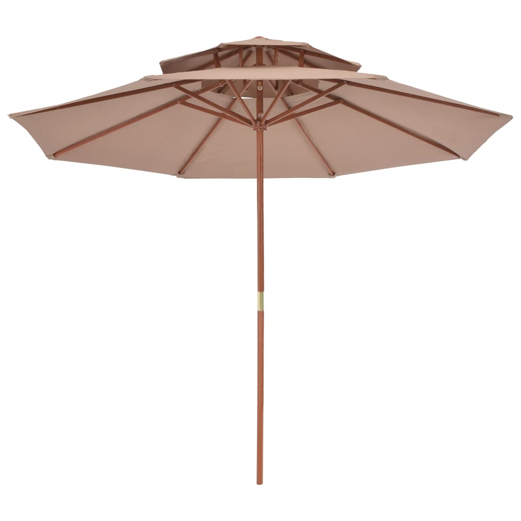 Vidaxl Parasol Double Decker avec poteau en bois 270 cm taupe