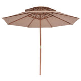 Vidaxl Parasol Double Decker avec poteau en bois 270 cm taupe