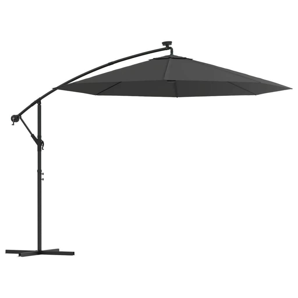 Vidaxl Floating parasol with LED lighting steel pole 300 cm anthracite