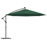 Vidaxl Parasol flottant avec éclairage LED et poteau métallique 350 cm vert