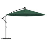 Vidaxl Floating parasol with LED lighting and metal pole 350 cm green