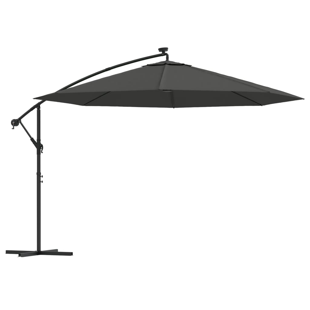 Vidaxl Floating parasol with LED lighting Metal pole 350 cm anthracite