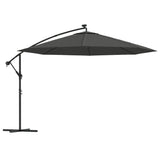 Vidaxl Floating parasol with LED lighting Metal pole 350 cm anthracite