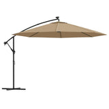 Vidaxl Floating parasol with LED lighting and metal pole 350 cm Taupe