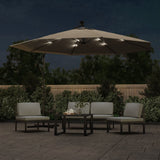 Vidaxl Floating parasol with LED lighting and metal pole 350 cm Taupe