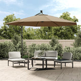 Vidaxl Floating parasol with LED lighting and metal pole 350 cm Taupe