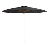 Vidaxl Parasol con poste de madera 350 cm de antracita