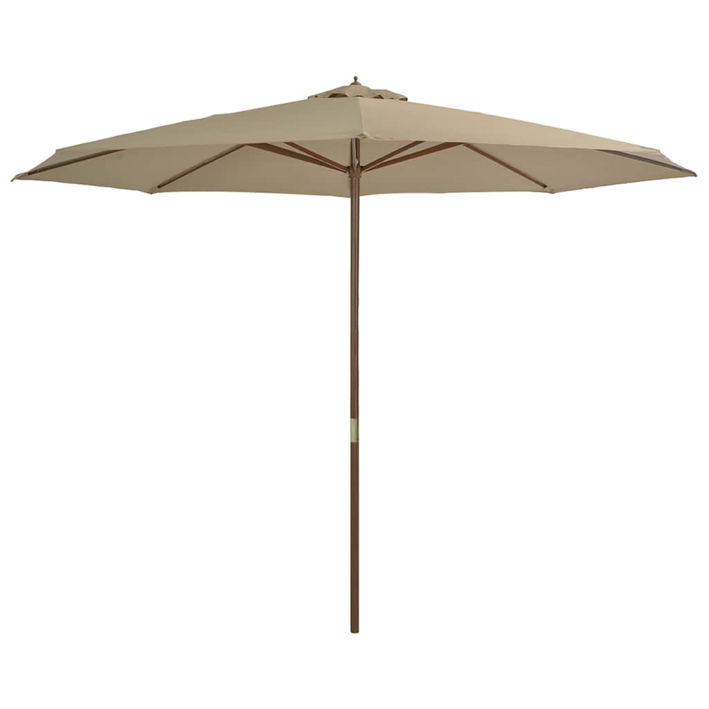 Parasol vidaxl avec poteau en bois 350 cm taupe