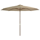 Parasol vidaxl avec poteau en bois 350 cm taupe