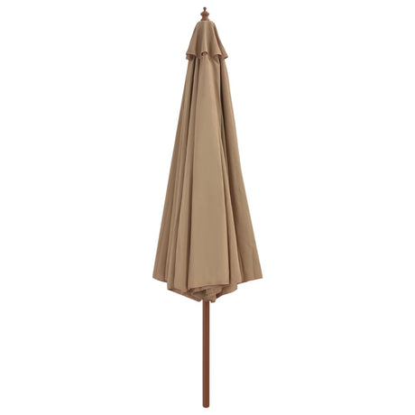 Parasol vidaxl avec poteau en bois 350 cm taupe