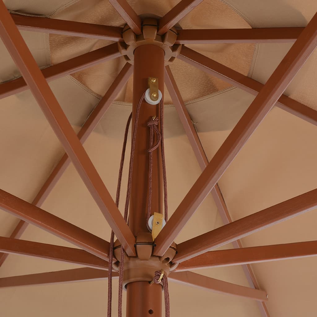 Parasol vidaxl avec poteau en bois 350 cm taupe