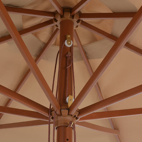Parasol vidaxl avec poteau en bois 350 cm taupe