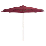 Parasol vidaxl avec poteau en bois 350 cm Bordeaux rouge