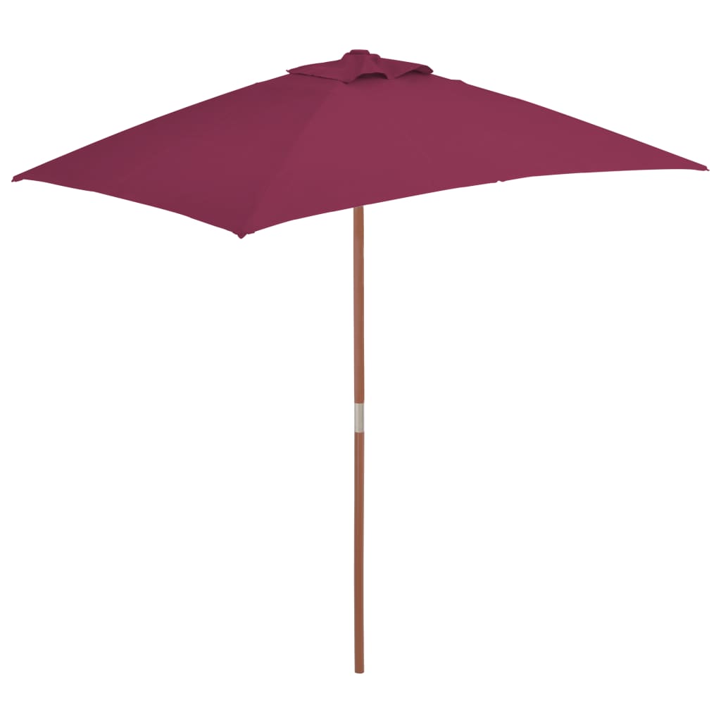 Vidaxl Parasol z drewnianym słupem 150x200 cm Bordeaux Red