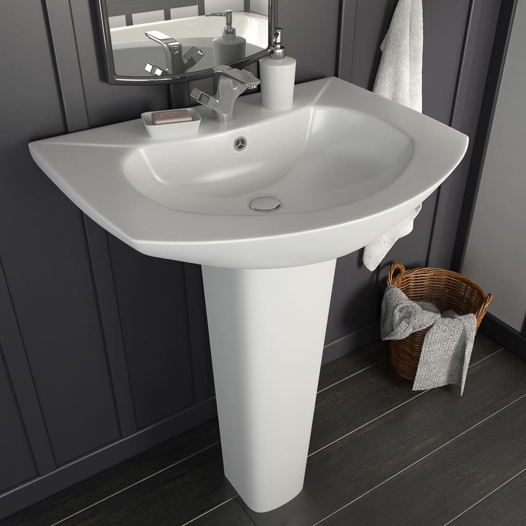 VidaXL Washbasin on foot detached 650x520x200 mm ceramic white