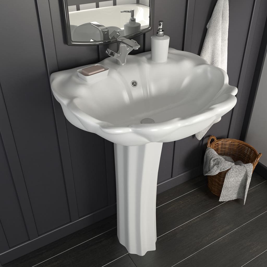 Vidaxl Washbasin til fots løsrevet 580x510x200 mm keramisk hvit